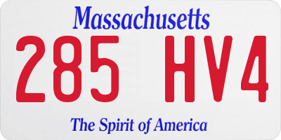 MA license plate 285HV4