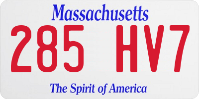 MA license plate 285HV7