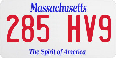 MA license plate 285HV9