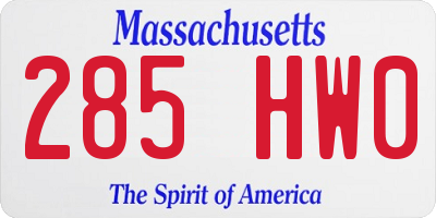 MA license plate 285HW0