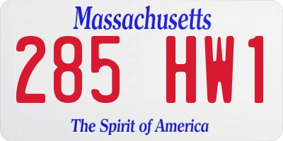 MA license plate 285HW1