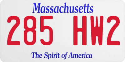 MA license plate 285HW2