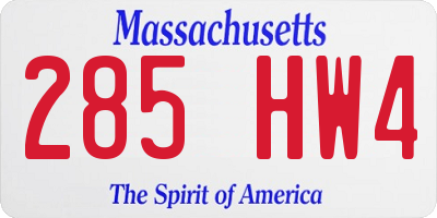 MA license plate 285HW4