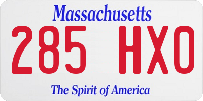 MA license plate 285HX0