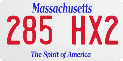 MA license plate 285HX2