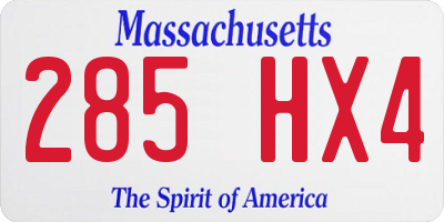 MA license plate 285HX4