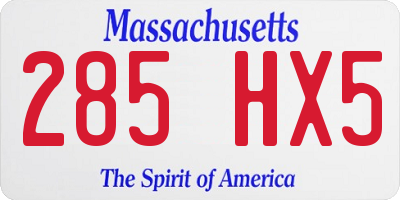 MA license plate 285HX5