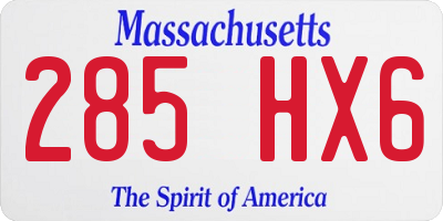 MA license plate 285HX6