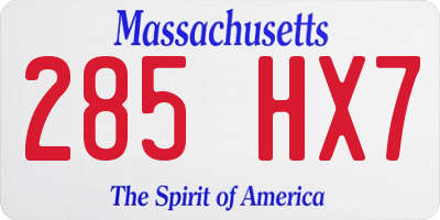 MA license plate 285HX7