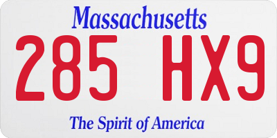 MA license plate 285HX9