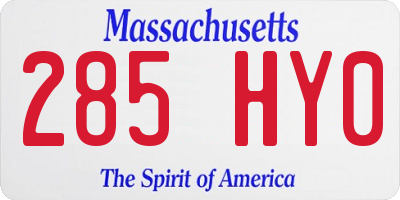 MA license plate 285HY0