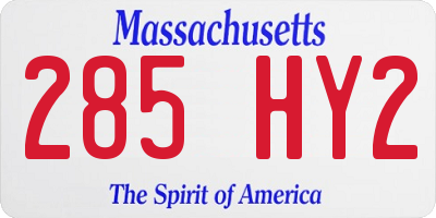 MA license plate 285HY2