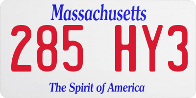 MA license plate 285HY3