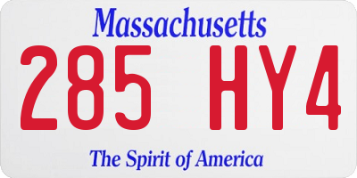 MA license plate 285HY4