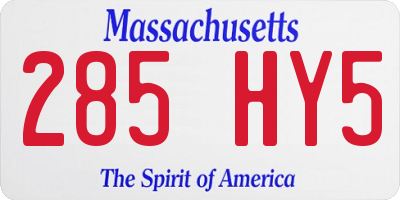 MA license plate 285HY5