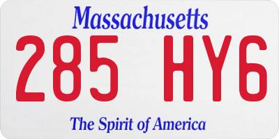 MA license plate 285HY6