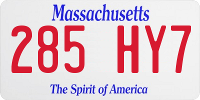MA license plate 285HY7