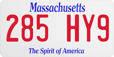MA license plate 285HY9