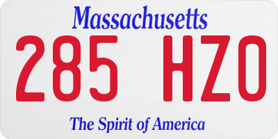 MA license plate 285HZ0