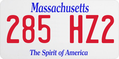 MA license plate 285HZ2