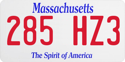 MA license plate 285HZ3