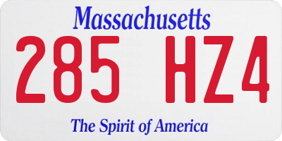 MA license plate 285HZ4