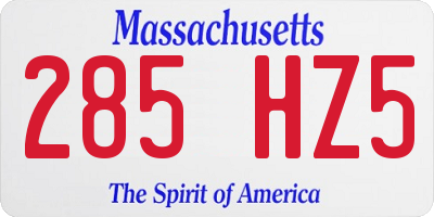 MA license plate 285HZ5