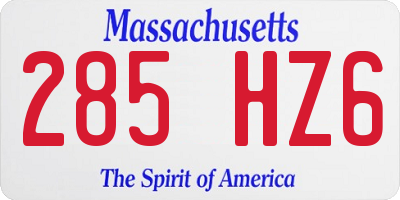 MA license plate 285HZ6