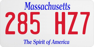 MA license plate 285HZ7