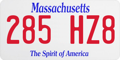 MA license plate 285HZ8
