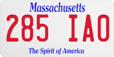 MA license plate 285IA0
