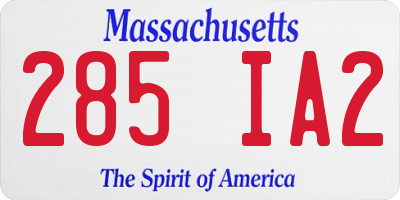 MA license plate 285IA2