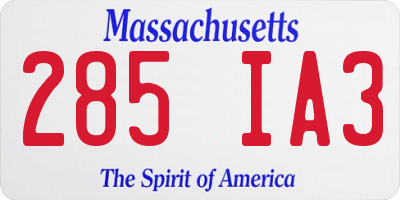 MA license plate 285IA3