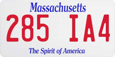 MA license plate 285IA4