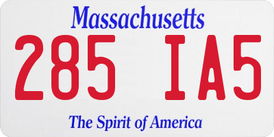 MA license plate 285IA5