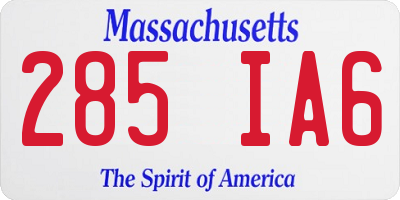 MA license plate 285IA6