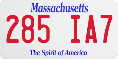 MA license plate 285IA7