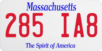 MA license plate 285IA8
