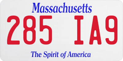 MA license plate 285IA9