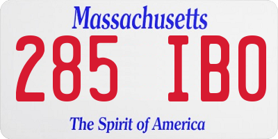 MA license plate 285IB0
