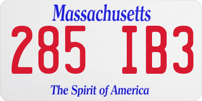 MA license plate 285IB3