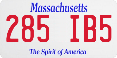 MA license plate 285IB5