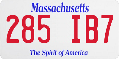 MA license plate 285IB7