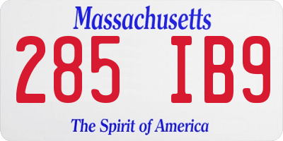 MA license plate 285IB9