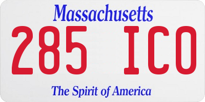 MA license plate 285IC0