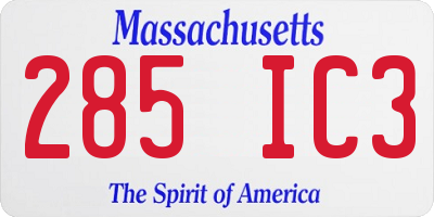 MA license plate 285IC3