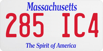 MA license plate 285IC4