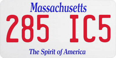 MA license plate 285IC5