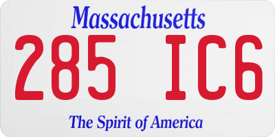 MA license plate 285IC6