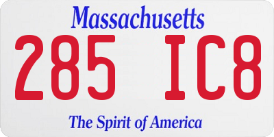MA license plate 285IC8